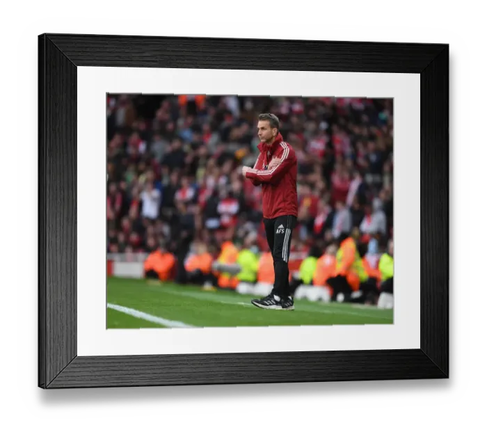 Framed Print : Arsenal's Albert Stuivenburg Coaches at Emirates Stadium During Arsenal vs Manchester City (Premier League 2021-22)