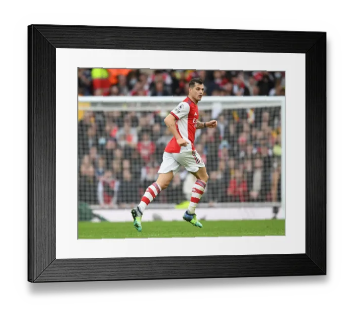 Framed Print : Granit Xhaka: In Action for Arsenal Against Manchester City, Premier League 2021-22