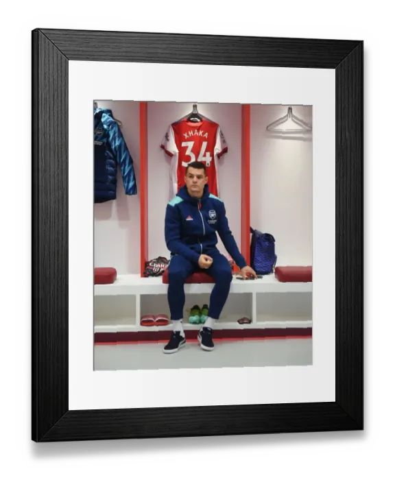 Framed Print : Granit Xhaka: Arsenal's Midfield Maestro Faces Manchester City Challenge in Premier League Showdown