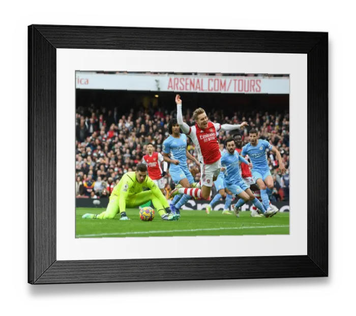 Framed Print : Odegaard vs Ederson: A Clash of Titans at the Emirates - Arsenal vs Manchester City, Premier League 2021-22 Framed Print : Odegaard vs Ederson: A Clash of Titans at the Emirates - Arsenal vs Manchester City, Premier League 2021-22
