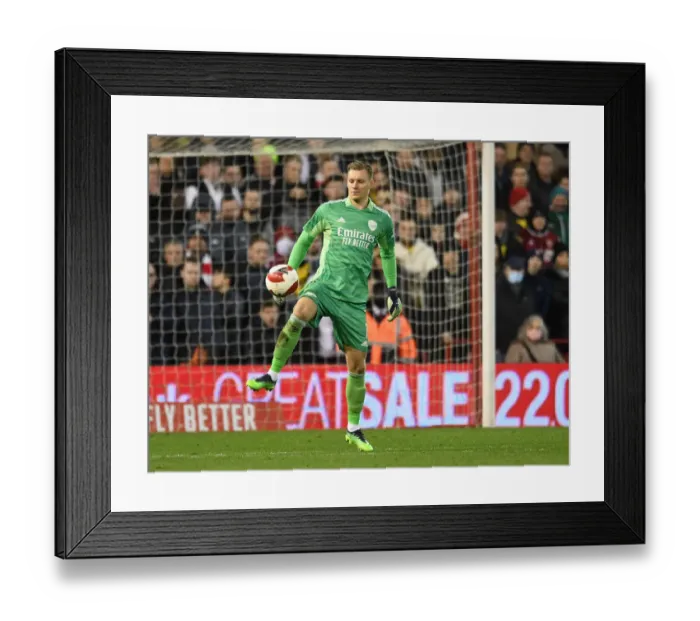 Framed Print : Arsenal's Bernd Leno in Action: FA Cup Third Round vs Nottingham Forest 2021-22