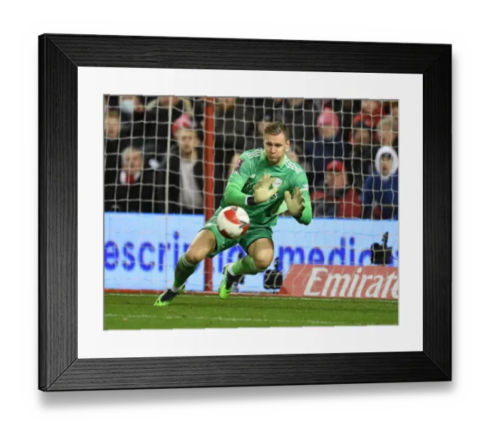 Framed Print : Arsenal's Bernd Leno in Action: Nottingham Forest vs. Arsenal - Emirates FA Cup Third Round