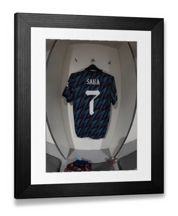 Framed Print : Bukayo Saka's Hanging Shirt in Arsenal Changing Room Before Liverpool Showdown - Carabao Cup Semi-Final Framed Print : Bukayo Saka's Hanging Shirt in Arsenal Changing Room Before Liverpool Showdown - Carabao Cup Semi-Final