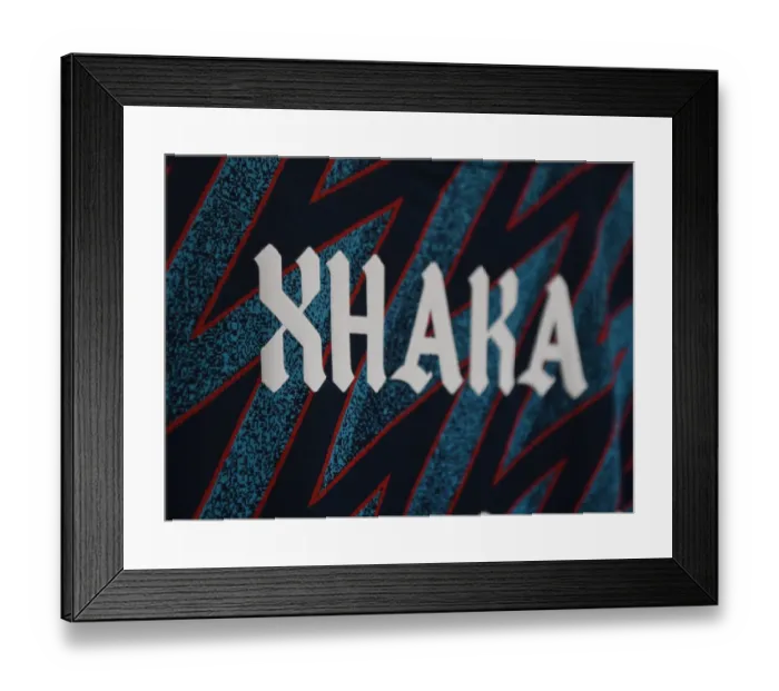 Framed Print : Granit Xhaka's Arsenal Shirt in Liverpool's Anfield: Carabao Cup Semi-Final Showdown