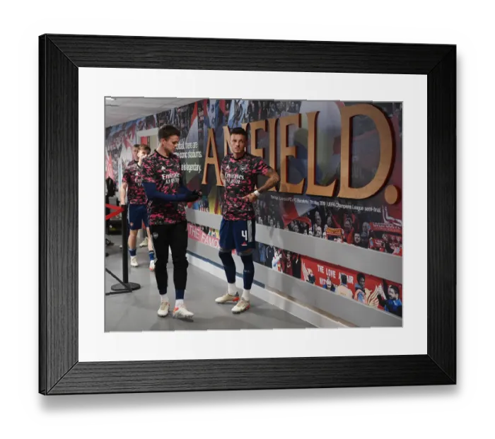 Framed Print : Arsenal Players Ben White and Rob Holding Before Carabao Cup Semi-Final vs Liverpool