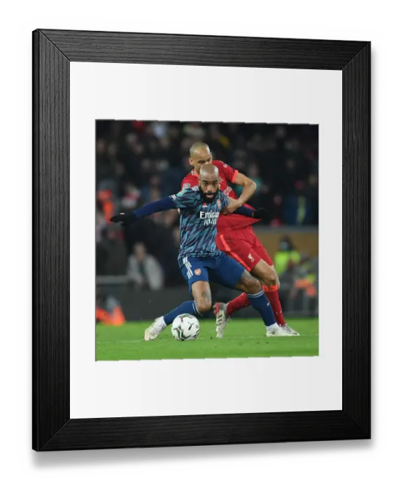 Framed Print : Lacazette vs Fabinho: A Carabao Cup Semi-Final Showdown - Liverpool vs Arsenal, 2021-2022 Framed Print : Lacazette vs Fabinho: A Carabao Cup Semi-Final Showdown - Liverpool vs Arsenal, 2021-2022