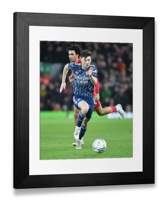 Framed Print : Arsenal's Kieran Tierney Faces Off Against Liverpool in Carabao Cup Battle Framed Print : Arsenal's Kieran Tierney Faces Off Against Liverpool in Carabao Cup Battle