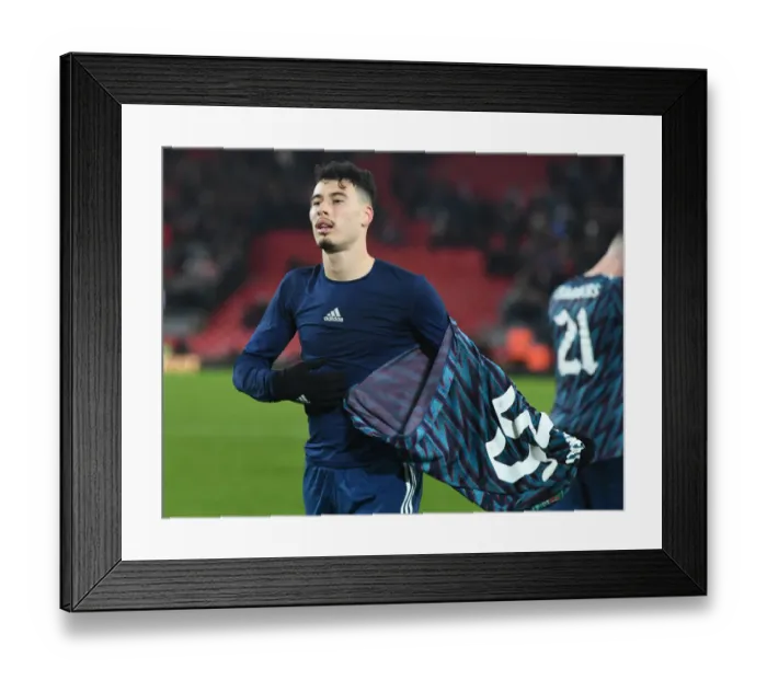 Framed Print : Martinelli's Reaction: Liverpool vs Arsenal in Carabao Cup Semi-Final First Leg