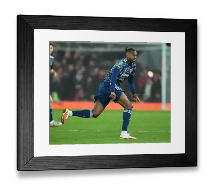 Framed Print : Arsenal's Nuno Tavares Faces Liverpool in Carabao Cup Semi-Final