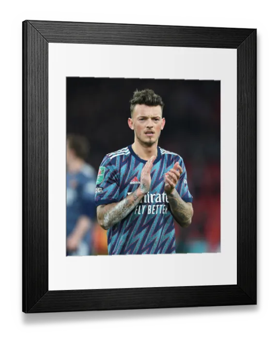 Framed Print : Arsenal's Ben White Applauding Fans in Carabao Cup Semi-Final First Leg Against Liverpool