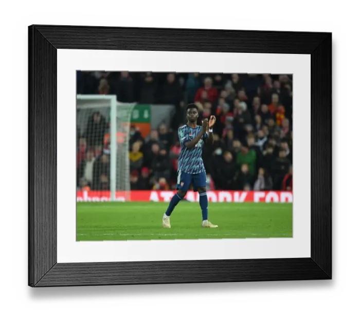 Framed Print : Bukayo Saka Bids Farewell to Arsenal Fans in Liverpool Carabao Cup Semi-Final