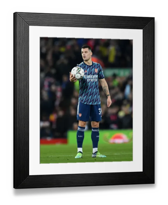 Framed Print : Granit Xhaka: Arsenal Star in Carabao Cup Semi-Final Clash against Liverpool