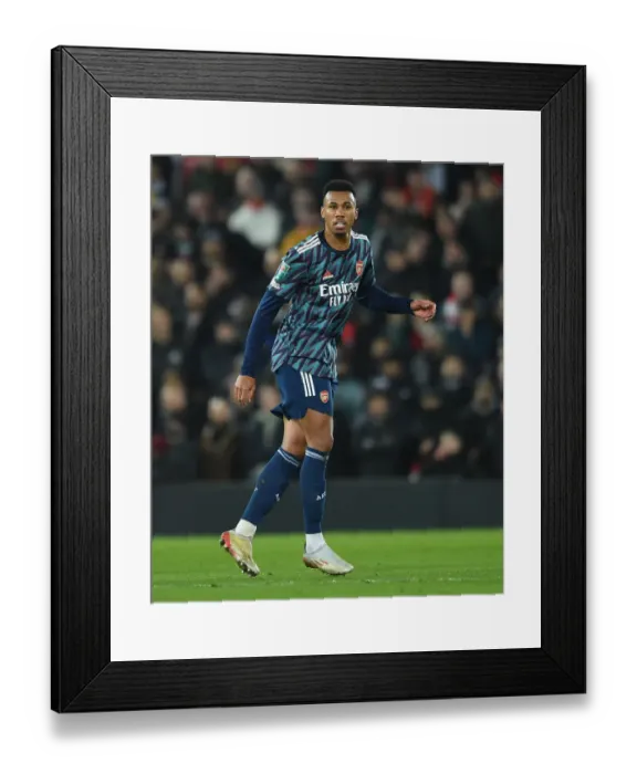 Framed Print : Gabriel Magalhaes in Action: Arsenal vs. Liverpool Carabao Cup Semi-Final Framed Print : Gabriel Magalhaes in Action: Arsenal vs. Liverpool Carabao Cup Semi-Final