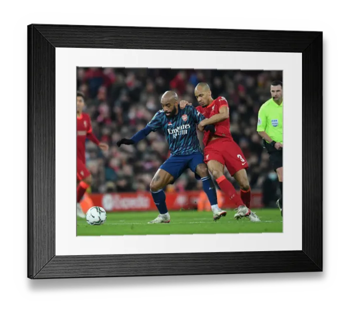 Framed Print : Carabao Cup Showdown: Lacazette vs Fabinho - Liverpool vs Arsenal Semi-Final Clash