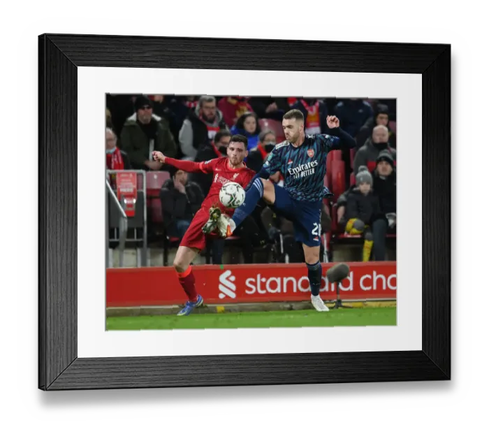 Framed Print : Arsenal's Calum Chambers Faces Pressure from Liverpool's Andrew Robertson in Carabao Cup Semi-Final Clash Framed Print : Arsenal's Calum Chambers Faces Pressure from Liverpool's Andrew Robertson in Carabao Cup Semi-Final Clash