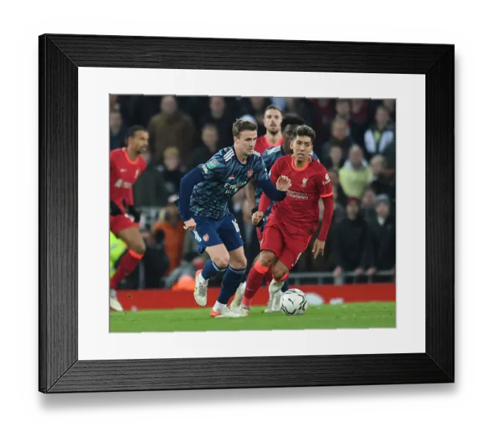 Framed Print : Liverpool vs Arsenal: Rob Holding vs Roberto Firmino - Carabao Cup Semi-Final Showdown Framed Print : Liverpool vs Arsenal: Rob Holding vs Roberto Firmino - Carabao Cup Semi-Final Showdown
