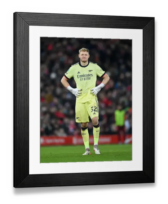Framed Print : Arsenal's Ramsdale Faces Off Against Liverpool in Carabao Cup Semi-Final Showdown
