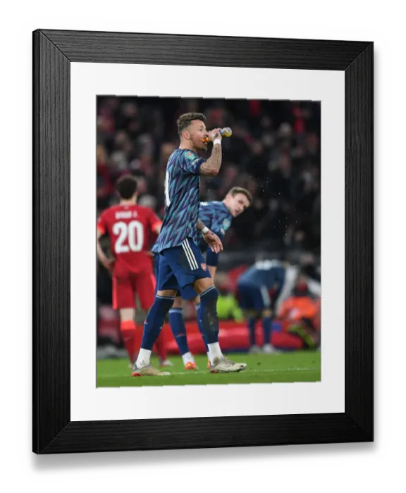 Framed Print : Arsenal's Ben White Faces Off Against Liverpool in Carabao Cup Semi-Final Showdown