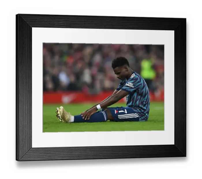 Framed Print : Arsenal's Bukayo Saka in Action during Carabao Cup Semi-Final First Leg vs Liverpool
