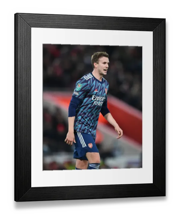 Framed Print : Rob Holding's Defiant Performance: Arsenal vs. Liverpool in Carabao Cup Semi-Final