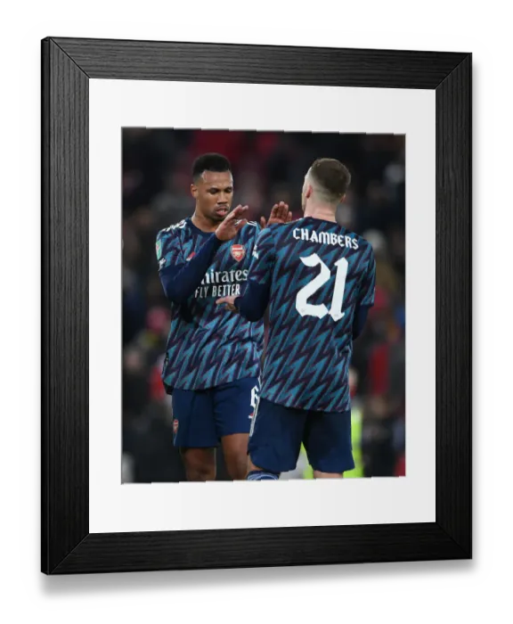Framed Print : Arsenal Players Gabriel Magalhaes and Calum Chambers After Carabao Cup Semi-Final First Leg vs Liverpool Framed Print : Arsenal Players Gabriel Magalhaes and Calum Chambers After Carabao Cup Semi-Final First Leg vs Liverpool