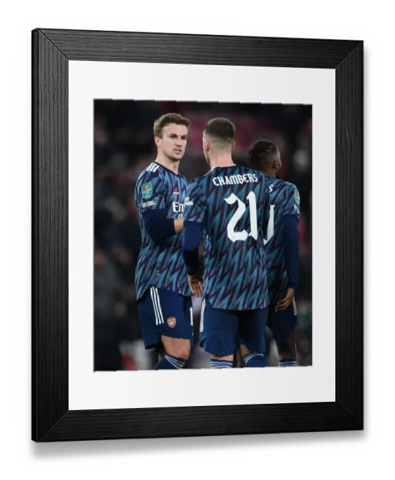 Framed Print : Arsenal Players Rob Holding and Calum Chambers After Carabao Cup Semi-Final First Leg vs Liverpool