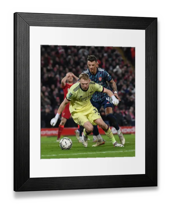 Framed Print : Arsenal's Ramsdale and White Go Head-to-Head in Intense Carabao Cup Semi-Final Clash Against Liverpool Framed Print : Arsenal's Ramsdale and White Go Head-to-Head in Intense Carabao Cup Semi-Final Clash Against Liverpool