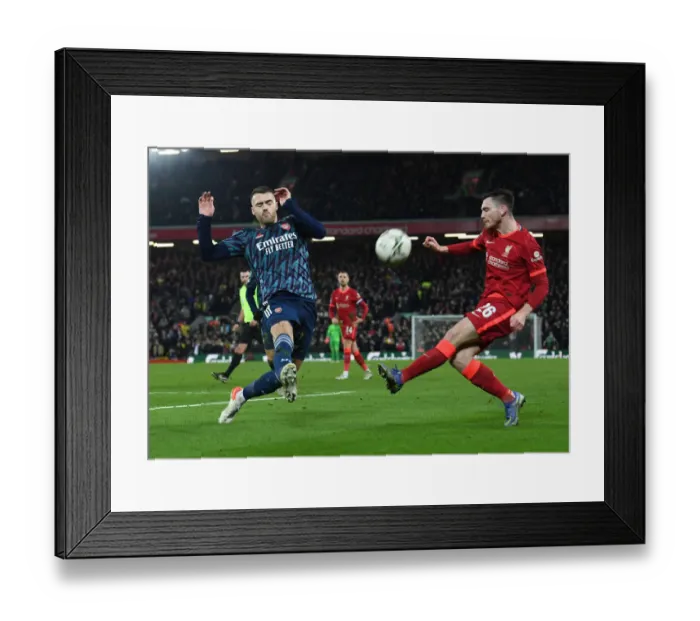 Framed Print : Arsenal's Calum Chambers Blocks Liverpool's Robertson in Carabao Cup Semi-Final Clash Framed Print : Arsenal's Calum Chambers Blocks Liverpool's Robertson in Carabao Cup Semi-Final Clash