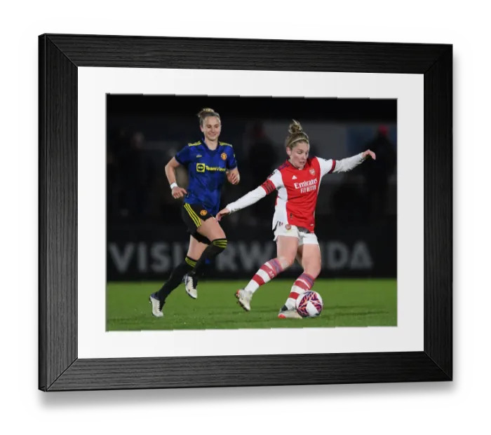 Framed Print : Arsenal vs Manchester United: A Tense Battle for the FA Womens Continental Tyres League Cup Quarter-Finals