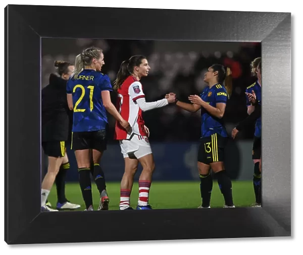 Heartwarming Handshake: Tobin Heath and Ivana Ferreira Fuso Post-Match at Arsenal Women vs Manchester United Women, Conti Cup Quarterfinal