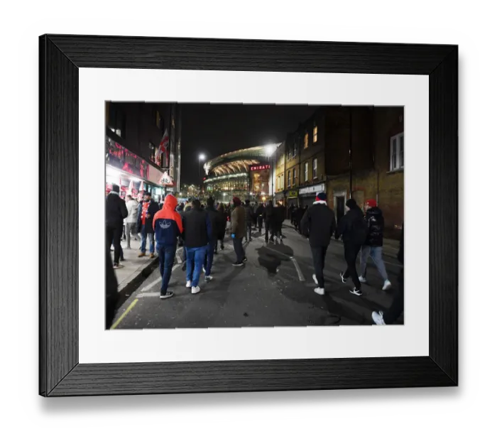 Framed Print : Arsenal Fans Gather in Anticipation Outside Emirates Stadium Ahead of Carabao Cup Showdown with Liverpool Framed Print : Arsenal Fans Gather in Anticipation Outside Emirates Stadium Ahead of Carabao Cup Showdown with Liverpool