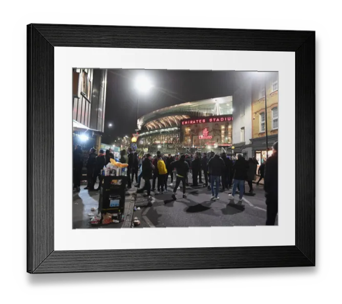 Framed Print : Arsenal Fans Gather at Emirates Stadium Ahead of Carabao Cup Semi-Final Clash with Liverpool Framed Print : Arsenal Fans Gather at Emirates Stadium Ahead of Carabao Cup Semi-Final Clash with Liverpool
