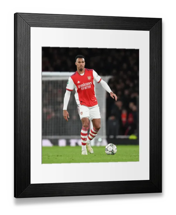 Framed Print : Arsenal's Gabriel Faces Off Against Liverpool in Carabao Cup Semi-Final Showdown