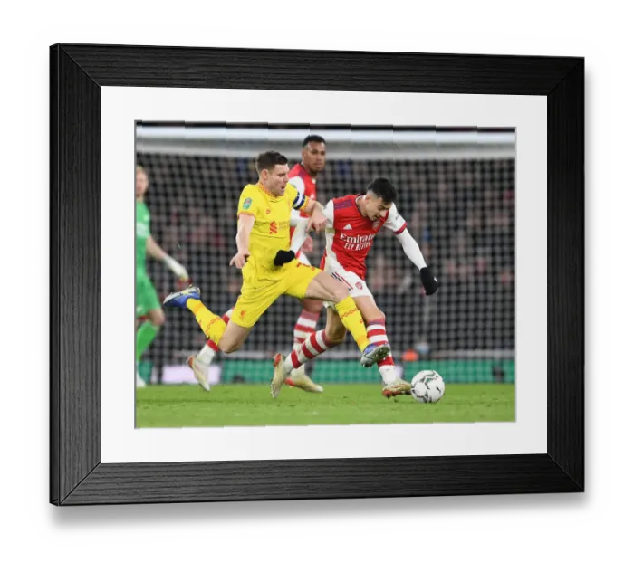 Framed Print : Arsenal vs. Liverpool: Martinelli vs. Milner - Carabao Cup Semi-Final Battle