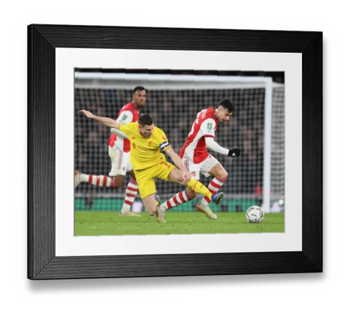 Framed Print : Arsenal vs. Liverpool: Martinelli vs. Milner - Carabao Cup Semi-Final Battle