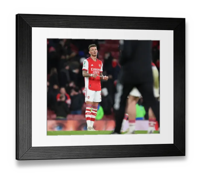 Framed Print : Arsenal's Ben White Reacts After Carabao Cup Semi-Final Second Leg vs Liverpool