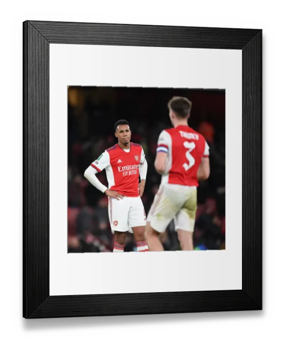Framed Print : Arsenal's Gabriel Reacts After Carabao Cup Semi-Final Clash Against Liverpool Framed Print : Arsenal's Gabriel Reacts After Carabao Cup Semi-Final Clash Against Liverpool