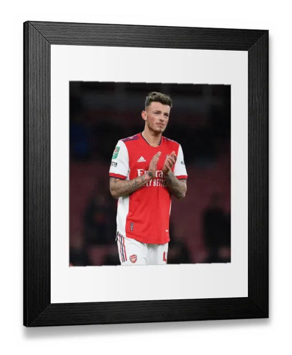 Framed Print : Arsenal's Ben White Applauding Fans: Carabao Cup Semi-Final Second Leg vs Liverpool