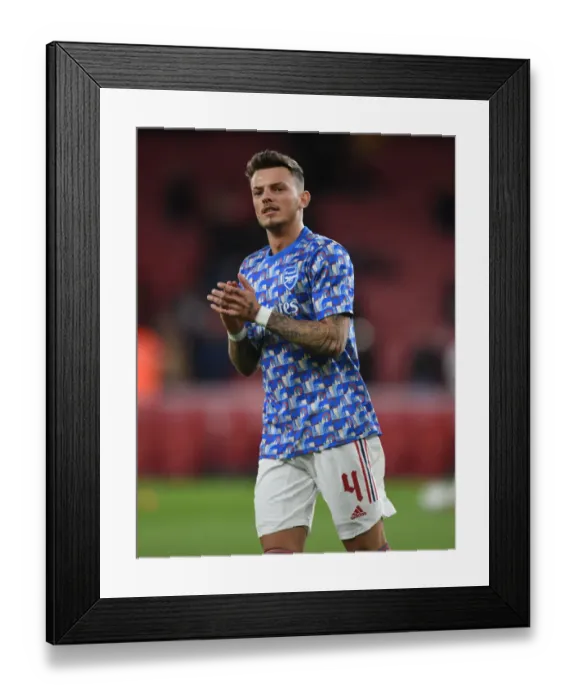 Framed Print : Ben White's Focus: Arsenal vs. Liverpool Carabao Cup Showdown