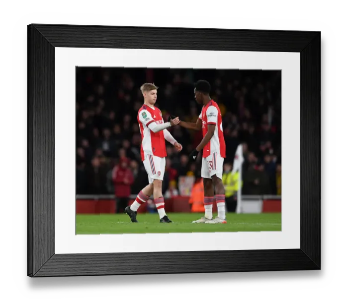 Framed Print : Arsenal's Smith Rowe and Lokonga Prepare for Carabao Cup Showdown Against Liverpool Framed Print : Arsenal's Smith Rowe and Lokonga Prepare for Carabao Cup Showdown Against Liverpool