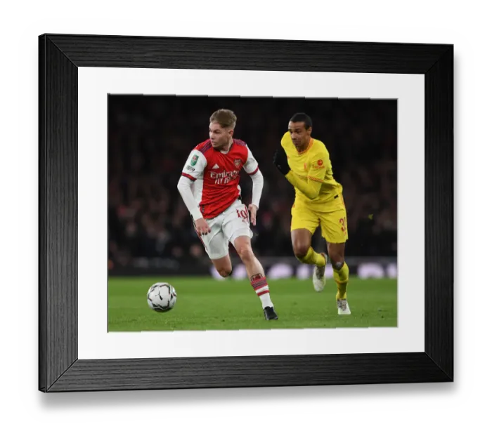 Framed Print : Arsenal vs Liverpool Showdown: Smith Rowe vs Matip Clash in Carabao Cup Semi-Finals