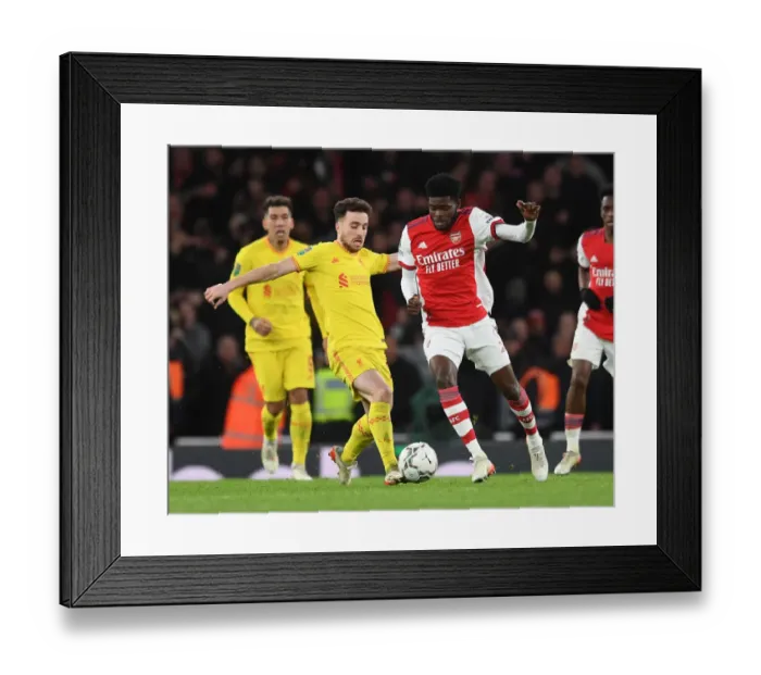 Framed Print : Thomas Partey vs. Diogo Jota: A Carabao Cup Semi-Final Battle - Arsenal vs. Liverpool