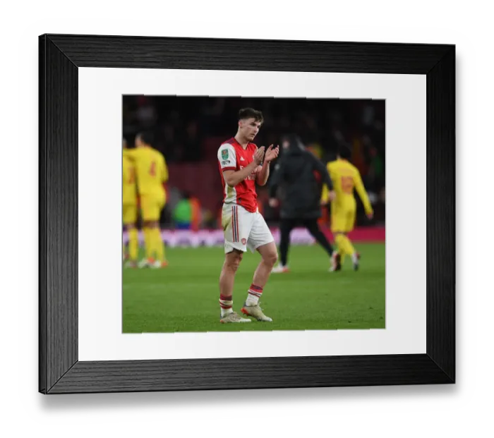 Framed Print : Arsenal's Kieran Tierney Celebrates Carabao Cup Semi-Final Victory Over Liverpool