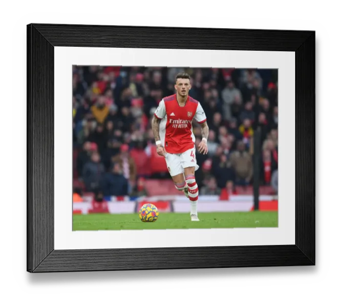 Framed Print : Ben White in Action: Arsenal vs. Burnley, Premier League 2021-22
