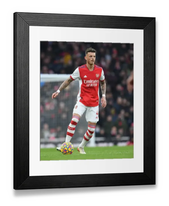 Framed Print : Arsenal's Ben White in Action: Arsenal vs Burnley, Premier League 2021-22