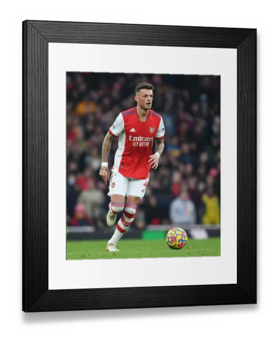 Framed Print : Ben White in Action: Arsenal vs. Burnley, Premier League 2021-22