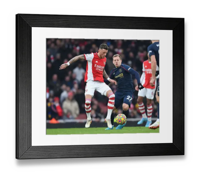 Framed Print : White-Hot Rivalry: Ben White vs Matej Vydra Battle at the Emirates Framed Print : White-Hot Rivalry: Ben White vs Matej Vydra Battle at the Emirates