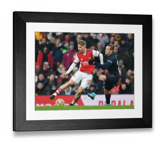 Framed Print : Intense Battle: Emile Smith Rowe vs. Matej Vydra in Arsenal's Premier League Clash