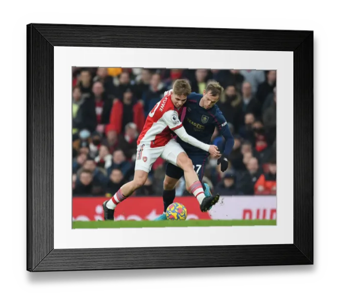 Framed Print : Emile Smith Rowe vs. Matej Vydra: Intense Face-Off in Arsenal's Battle Against Burnley