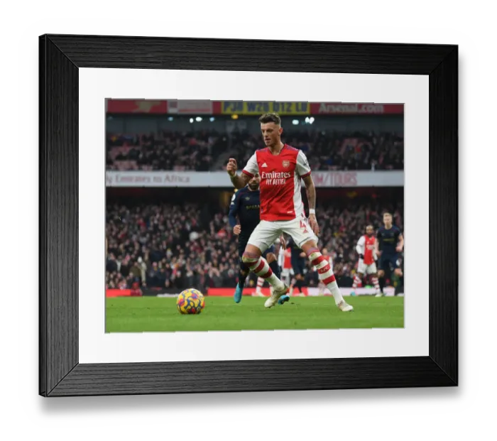 Framed Print : Arsenal's Ben White in Action Against Burnley - Premier League 2021-22